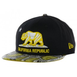 Califomia Republic Black Snapback Hat GF 1 Snapback