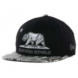 Califomia Republic Black Snapback Hat GF 3 Snapback