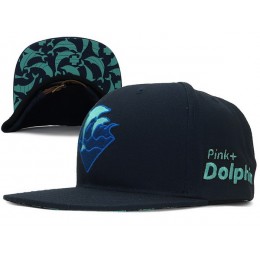 Pink Dolphin Waves Snapback Navy Hat XDF 0701 Snapback