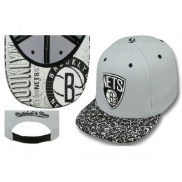 Brooklyn Nets Grey Snapback Hat LS Snapback