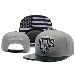 Brooklyn Nets Grey Snapback Hat XDF 0613 Snapback