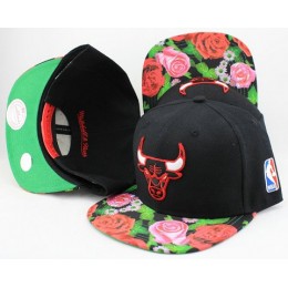 Chicago Bulls Flower Bill Snapback Hat JT18 Snapback
