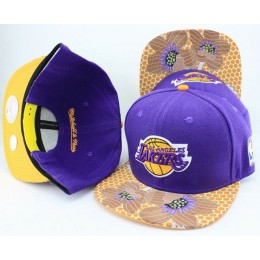 Los Angeles Lakers Flower Bill Snapback Hat JT08 Snapback