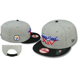 Super Bowl XIV Pittsburgh Steelers Grey Snapbacks Hat LS Snapback